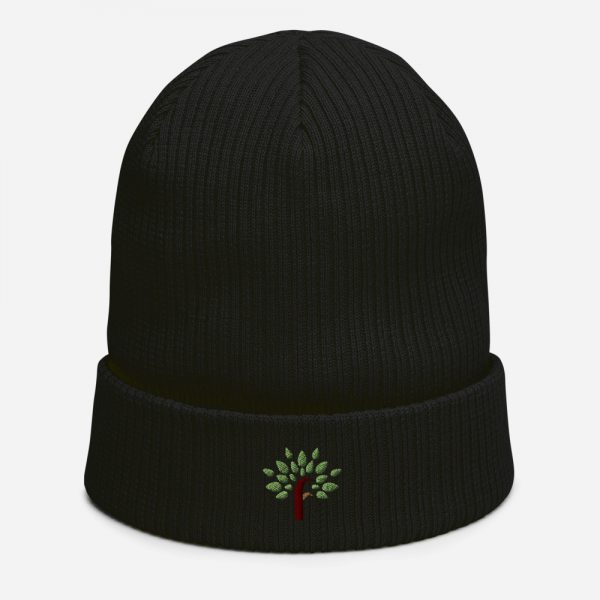Organic Ribbed Beanie Black Front