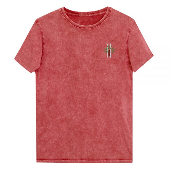 Unisex Denim-T-Shirt Garnet Red Front