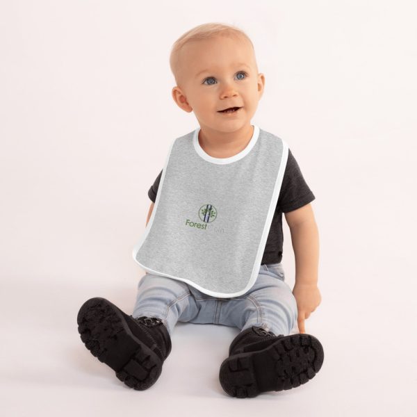 Embroidered Baby Bib Heather Gray White Front