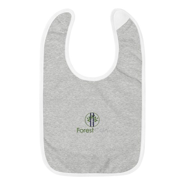 Embroidered Baby Bib Heather Gray White Front