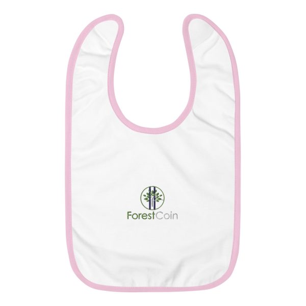 Embroidered Baby Bib White Pink Front