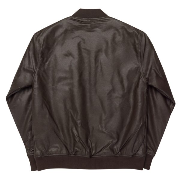 Faux Leather Bomber Jacket Brown Back