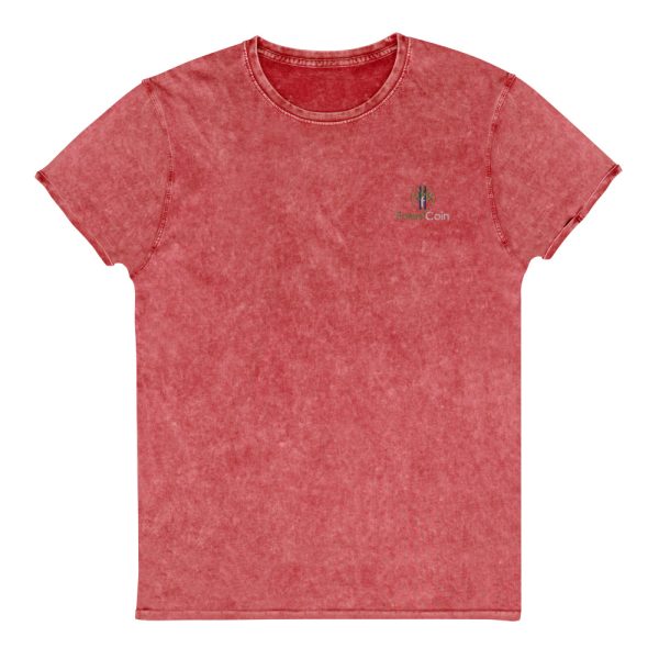 Unisex Denim-T-Shirt Garnet Red Front