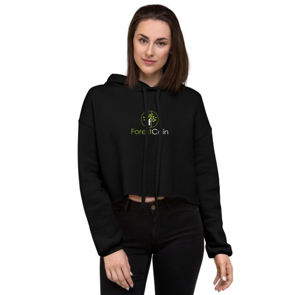 Womens Cropped Hoodie Black Front
