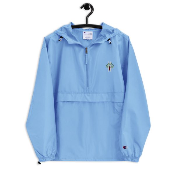 Embroidered Champion Packable Jacket Light Blue