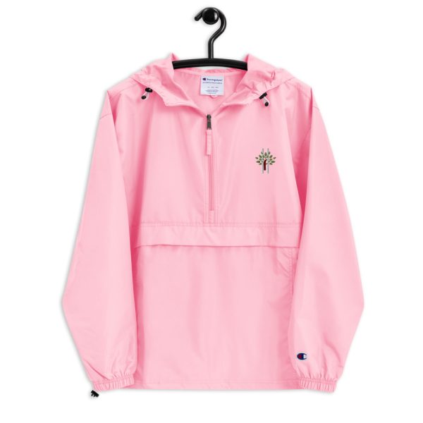 Embroidered Champion Packable Jacket Pink
